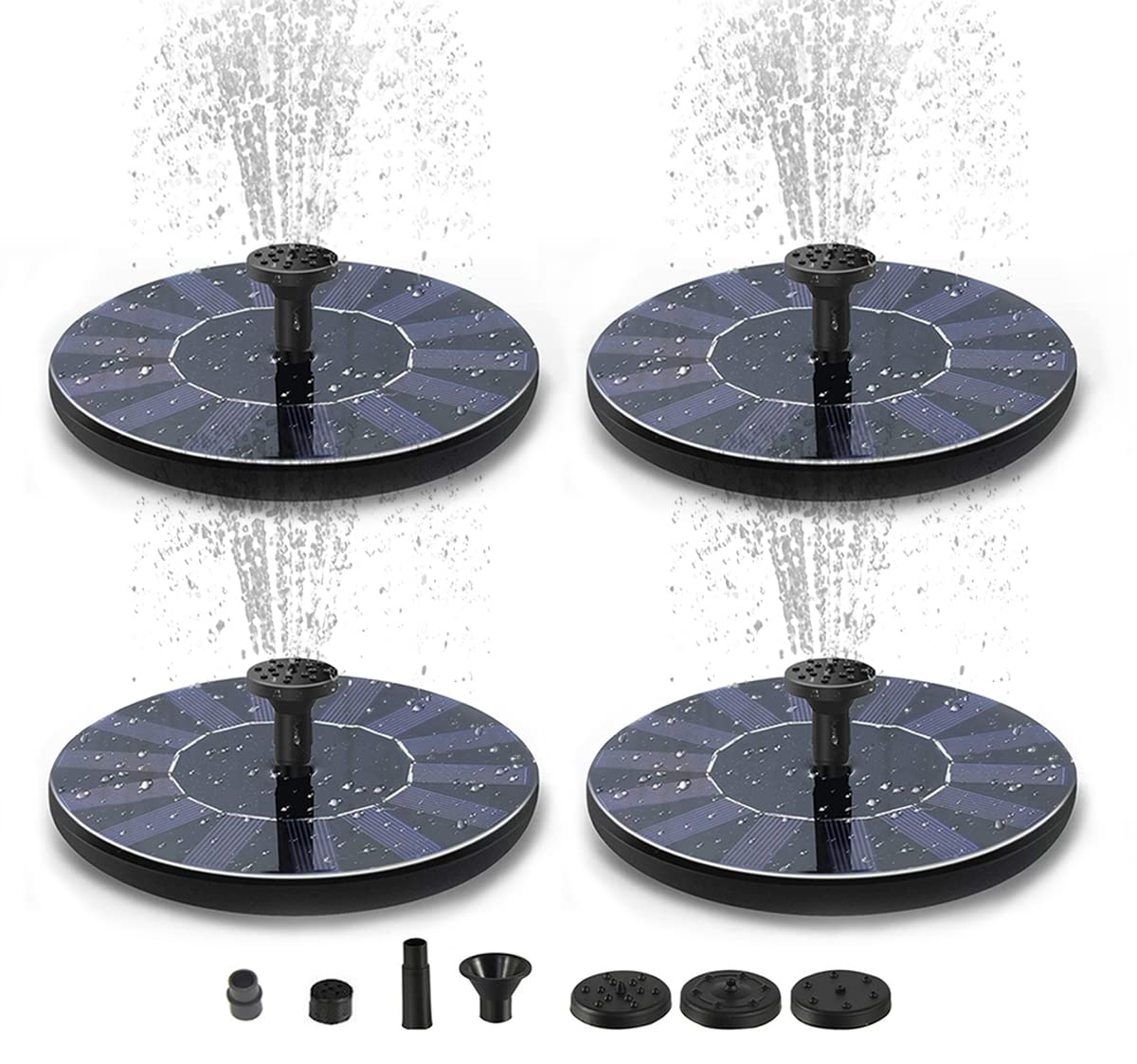 4 PCS Solar Bird Bath Fountain Pump, 1.4W Solar Water Fountain Pump with 4 Nozzles - Floating Solar Powered Water Pump for Bird Bath, Garden, Pond, Pool & Outdoor Decor - Perfect for Attracting Birds & Enhancing Outdoor Spaces