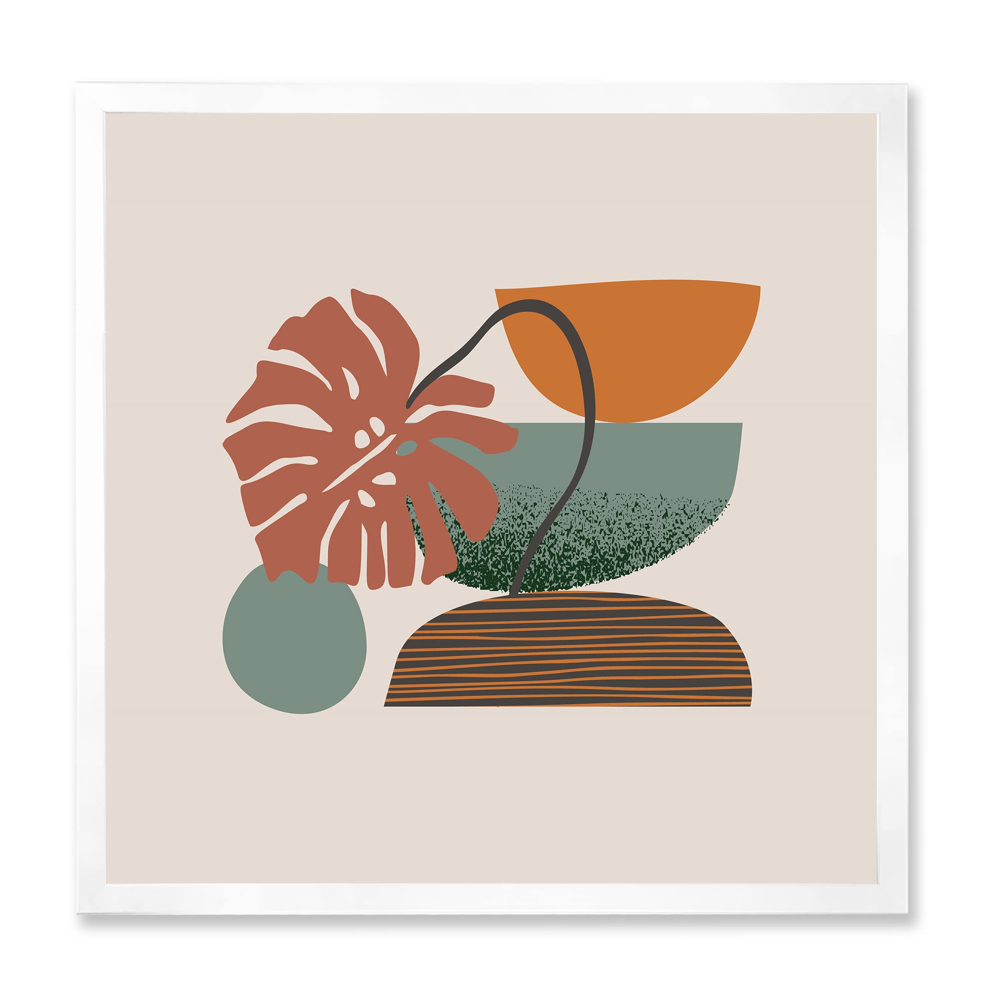 DesignQ Colorful Geometric Abstract Art Collage III - Modern Framed Wall Decor for Living Room, Bedroom & Office - Premium Canvas Print for Home & Office Decoration