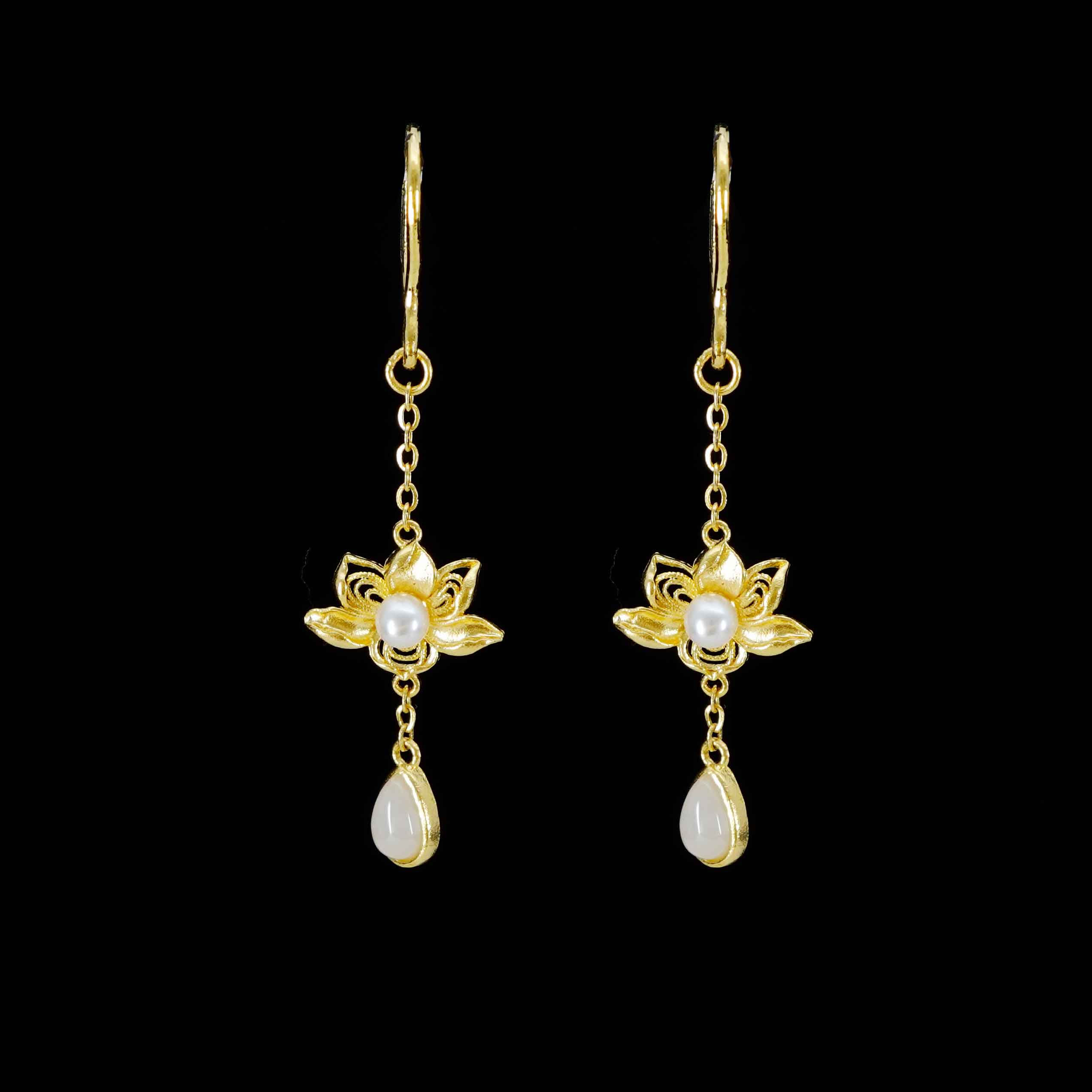 24K Gold Nephrite Jade Earrings for Women - Elegant Handmade Jewelry for Parties, Weddings & Special Occasions