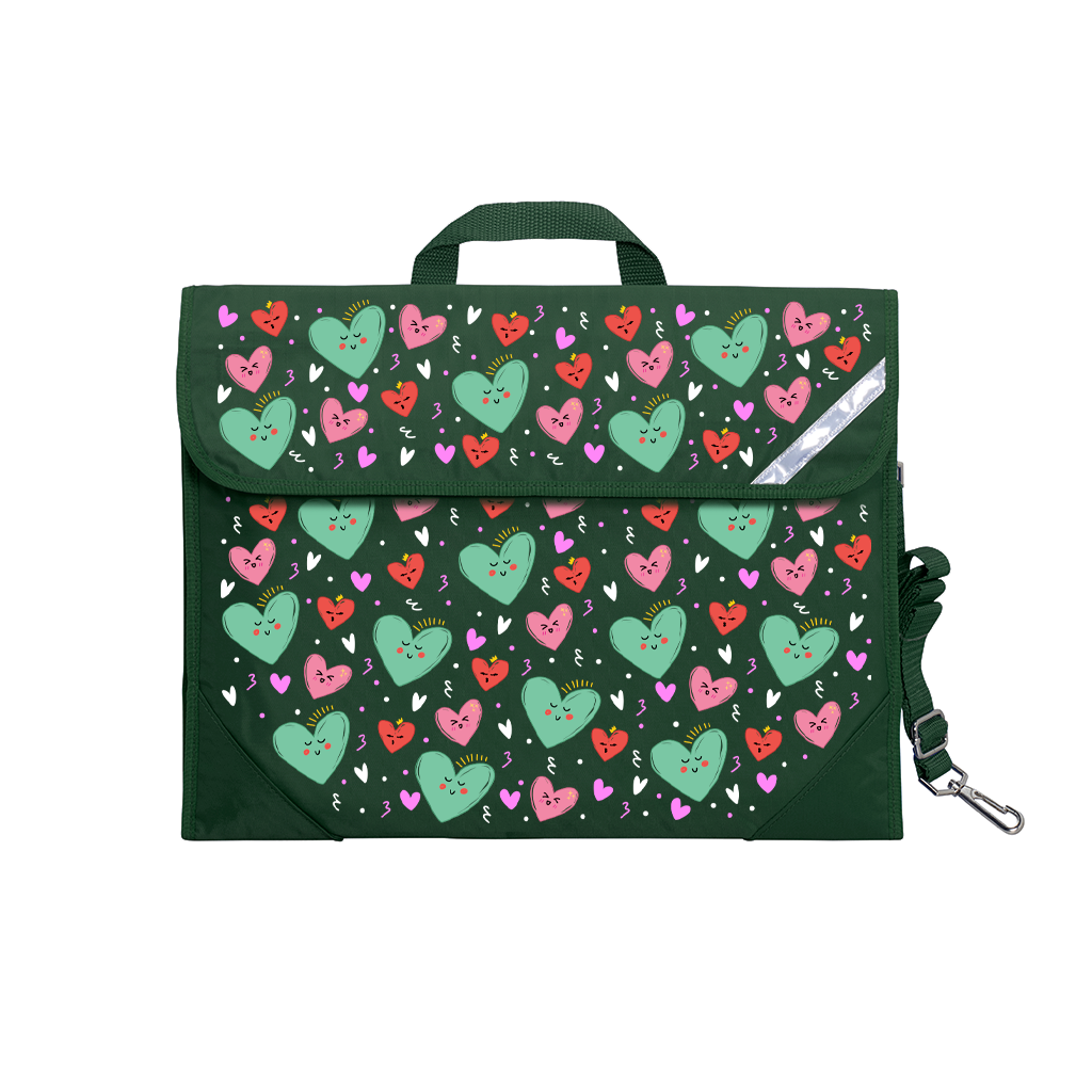 Sweet Hearts Safety Library Bags for Kids - Durable Book Bags with Reinforced Handles for School, Travel & Daily Use - Perfect for Carrying Books, Toys & Essentials