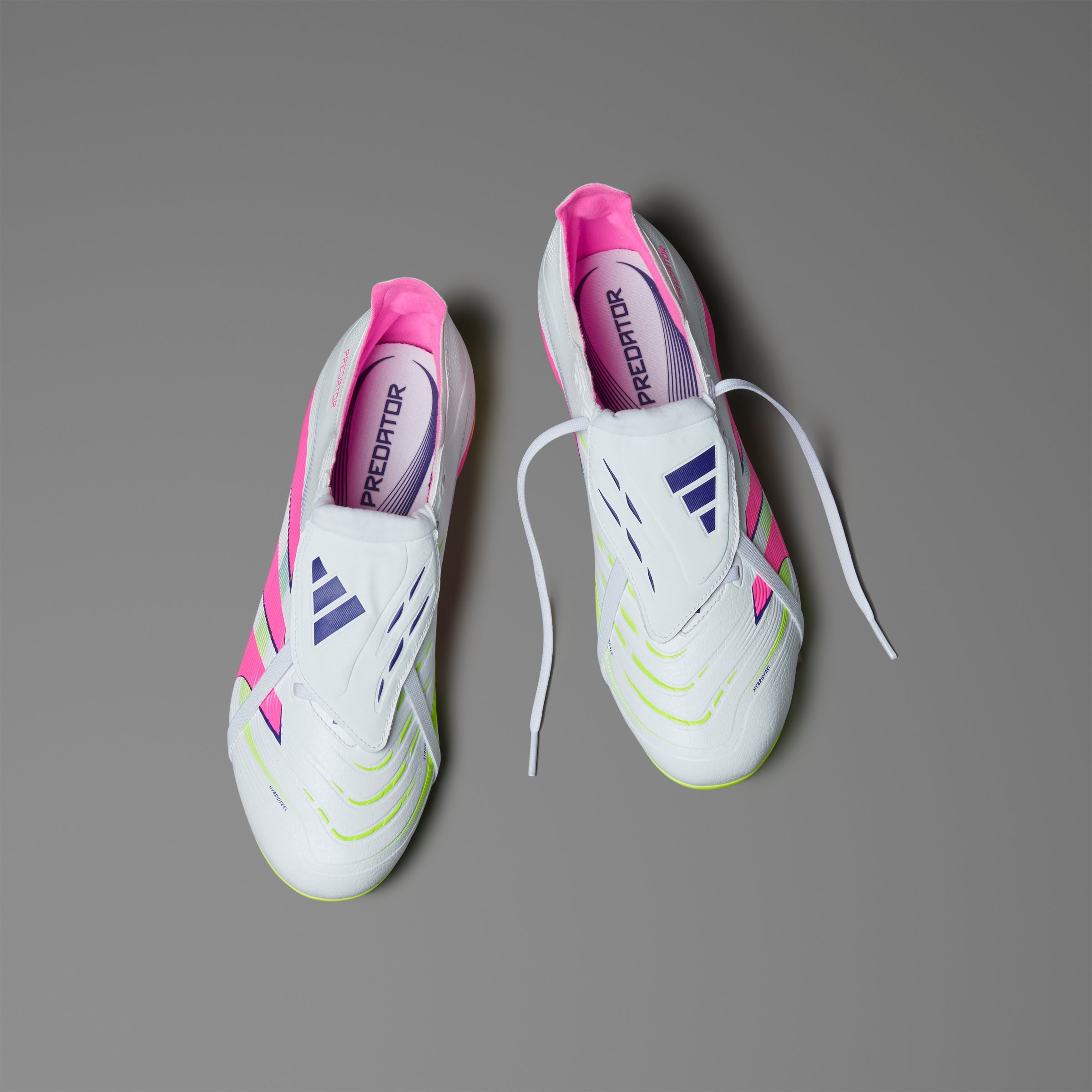 Adidas Predator League FG Soccer Cleats - Fold Over Tongue Football Shoes for Men (White/Pink/Lemon) | Firm Ground Cleats for Soccer Matches & Training