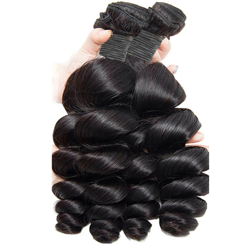 Eullair 100% Human Hair Loose Wave Bundles with Closure 3/4 PCS - 4x4 5x5 6x6 HD Lace Closure - Brazilian Virgin Hair Extensions for Natural Look - Perfect for Daily Wear, Parties & Special Occasions