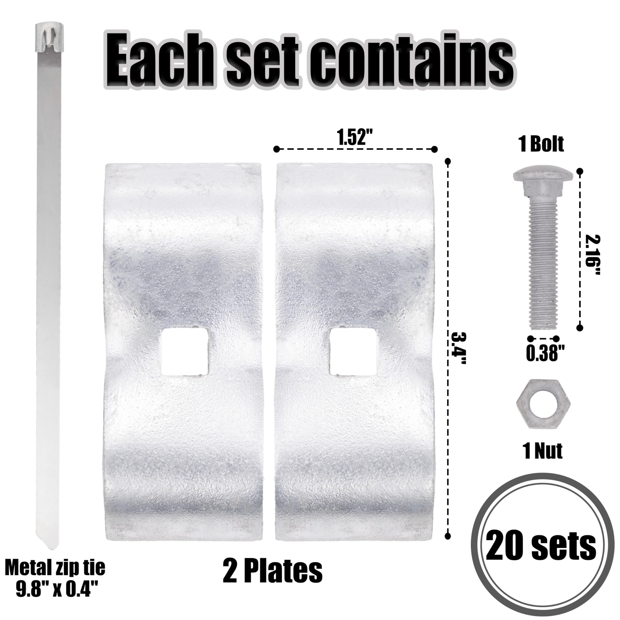 Heavy Duty Galvanized Steel Dog Kennel Panel Clamps for 1-3/8