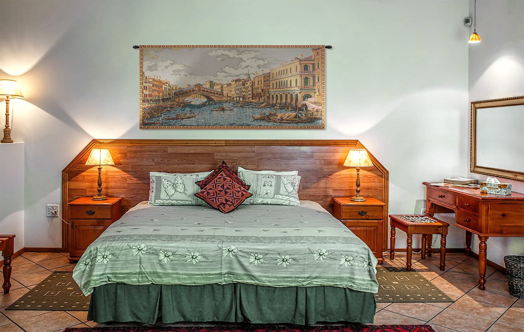 Charlotte Home Furnishings Grand Canal II Italian Tapestry Wall Hanging - 12x30 Inch Viscose Cotton Polyester Blend Woven Wall Art - Elegant Home Decor for Living Room, Bedroom & Office