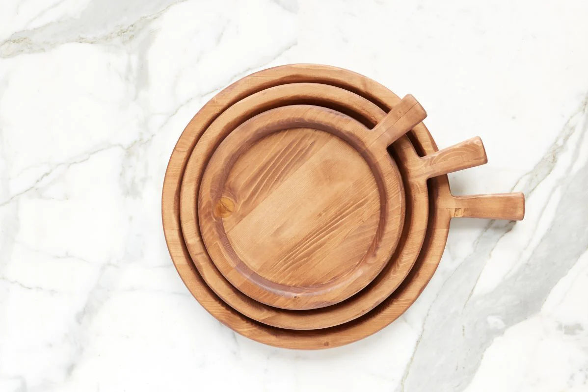 EtuHOME Classic Round Serving Tray - Medium Size Wooden Tray for Coffee, Breakfast, or Dining Table Decor - Perfect for Home, Office, and Restaurant Use