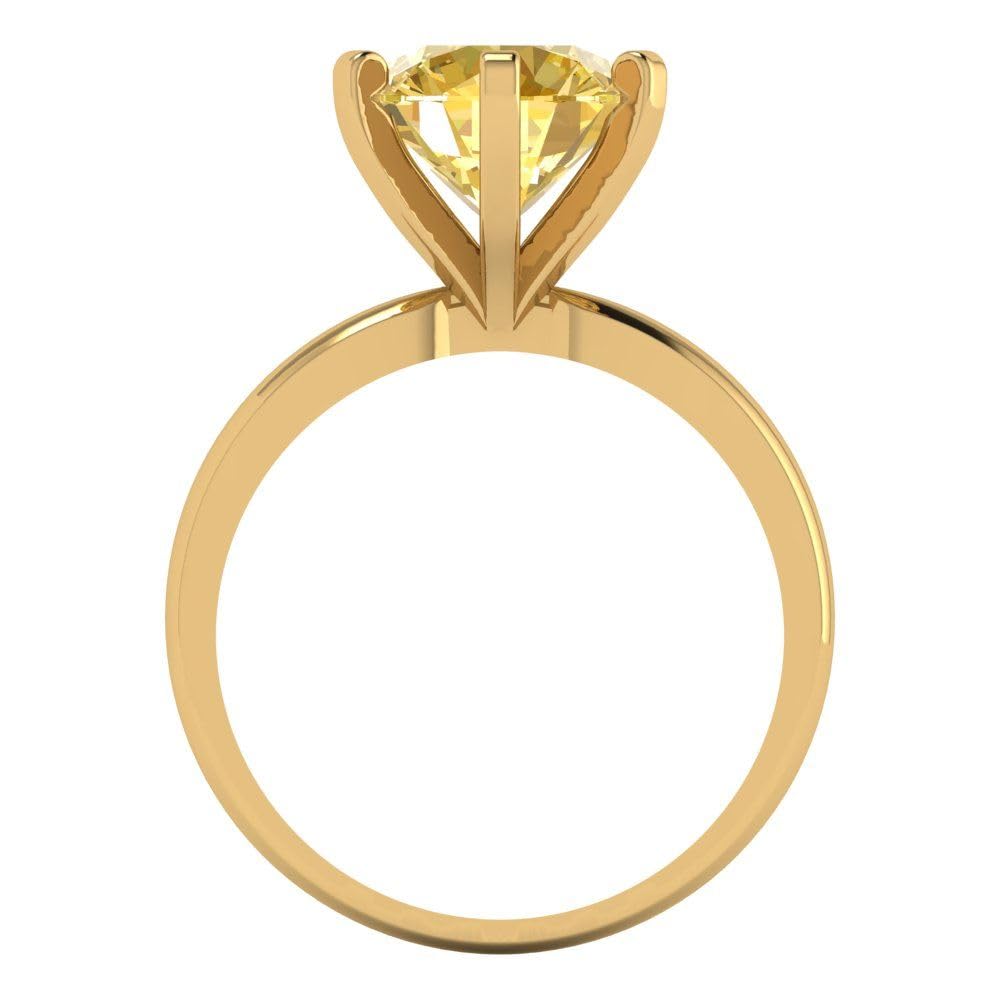 14k Yellow Gold Canary Yellow Simulated Diamond Ring for Bridal & Anniversary
