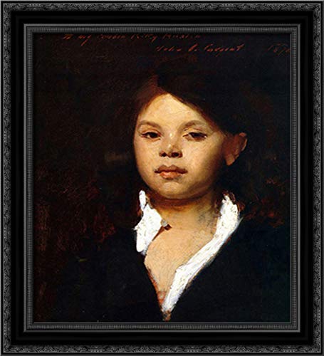 John Singer Sargent Italian Girl Portrait - 20x22 Inch Black Ornate Wood Framed Canvas Art - Perfect for Living Room, Bedroom & Office Wall Decor