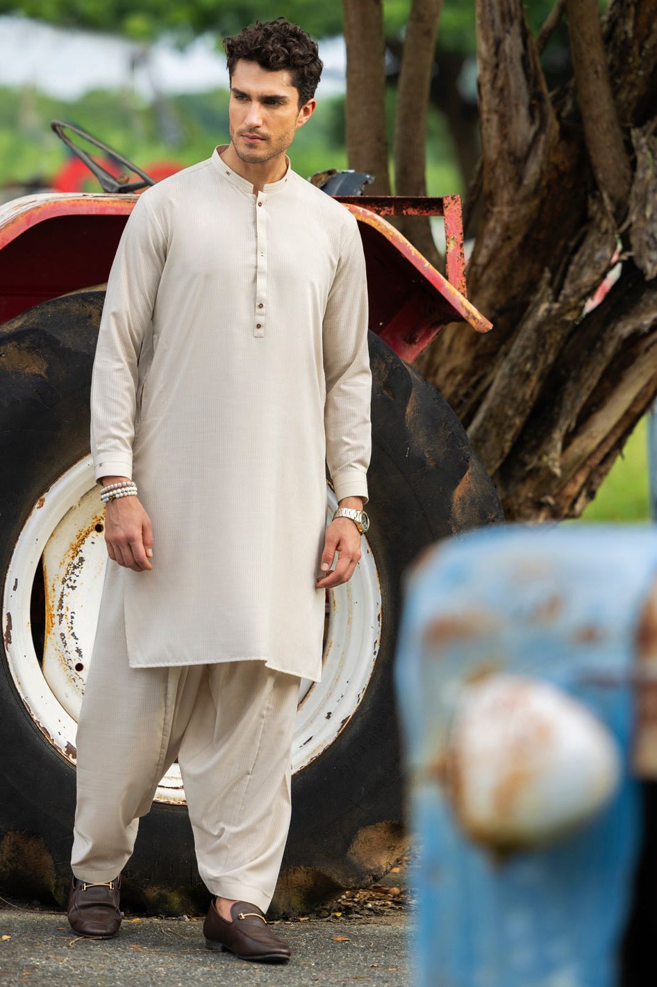 Stylish Blended Fawn Kurta Trouser Set for Women - Comfortable & Trendy Ethnic Wear - Perfect for Festivals, Weddings, and Casual Outings
