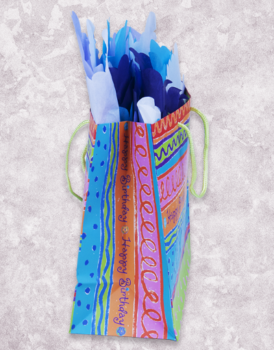 Birthday Stripe Gift Bags - Party Favor Bags for Birthdays, Baby Showers & Special Events - Bulk Pack of 20