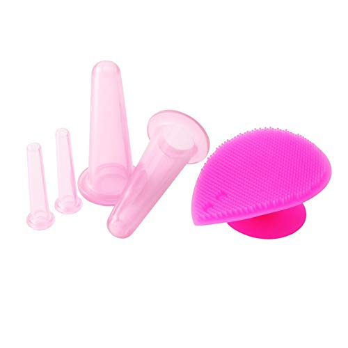 5-Piece Silicone Face & Eye Cupping Set for Facial Lifting, Massage, and Skin Care - Includes Cleansing Brush for Anti-Aging, Wrinkle Reduction, and Glowing Skin - Perfect for Home Spa, Beauty Routine, and Relaxation Therapy