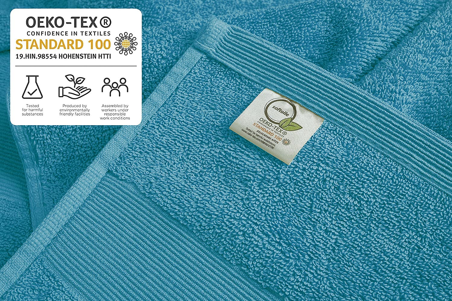 Softolle 100% Cotton Luxury Bath Towels Set of 4 - Super Soft & Absorbent 27x54 Inch Bathroom Towels - Eco-Friendly, Quick-Dry, Plush Hotel Quality (Turquoise) - Perfect for Spa, Gym, and Guest Bathrooms