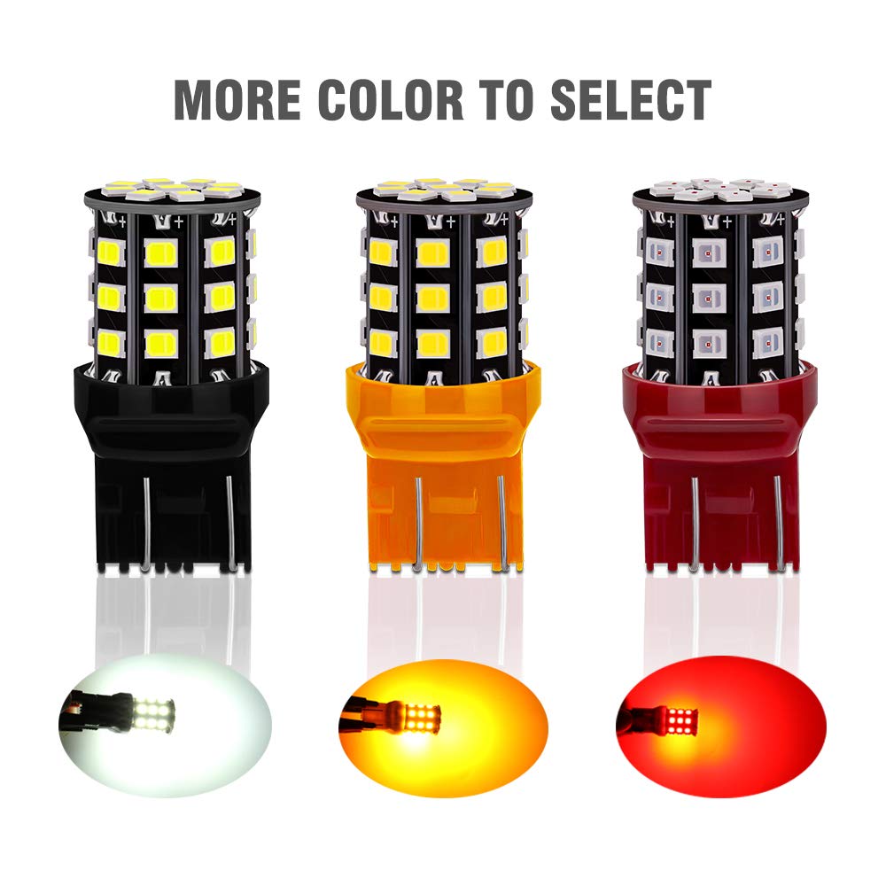 7443 7440 T20 992 7441 7444 W21W LED Bulbs - Super Bright 1000 Lumens 12-24V White Light - Replacement for Backup Reverse Lights, Tail Brake Lights, Turn Signal Lights - Perfect for Cars, Trucks, SUVs, RVs, Boats (Pack of 4)