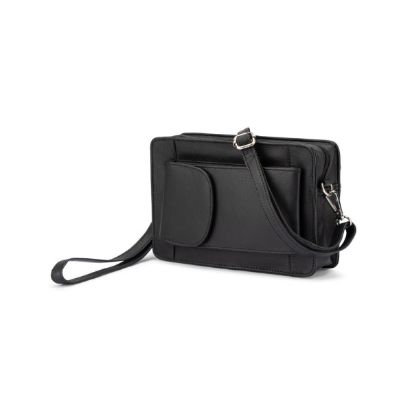 MC 01 Genuine Leather Wristlet Clutch Bag for Women - Black | Elegant Evening Party & Wedding Accessory