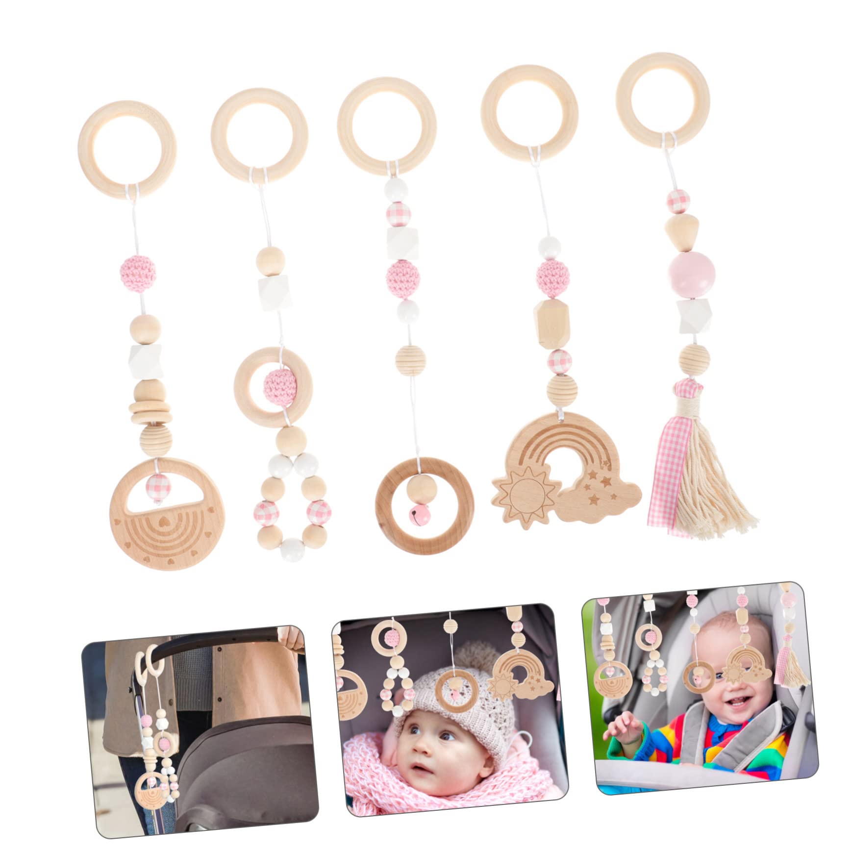 Vaguelly 1 Set Wooden Gym Car Toy Stroller Play Gym Toys - Crib Hanging Mobile for Babies - Perfect for Nursery Decor, Infant Playtime & Early Development