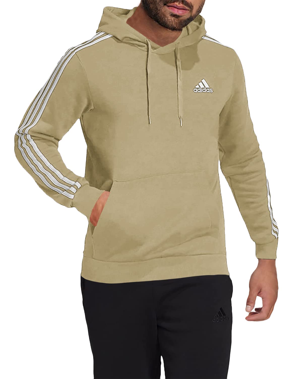 Adidas Men's Essentials Fleece 3-Stripes Hoodie - Soft & Warm Pullover Sweatshirt for Casual Wear, Gym & Outdoor Activities