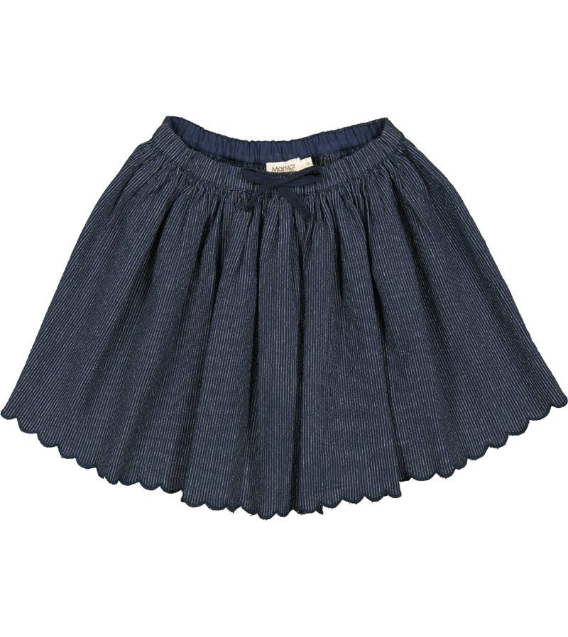 MarMar Copenhagen Women's Chambray Sana Scallop Hem Skirt - Casual Summer Midi Skirt for Beach, Brunch & Date Nights