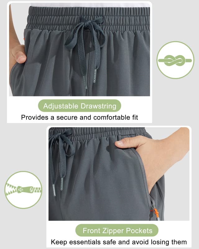 **Boys Cargo Shorts - Lightweight Quick-Dry Athletic Shorts for Outdoor, Golf & Hiking with Zipper Pockets | Perfect for Summer Sports & Active Play**