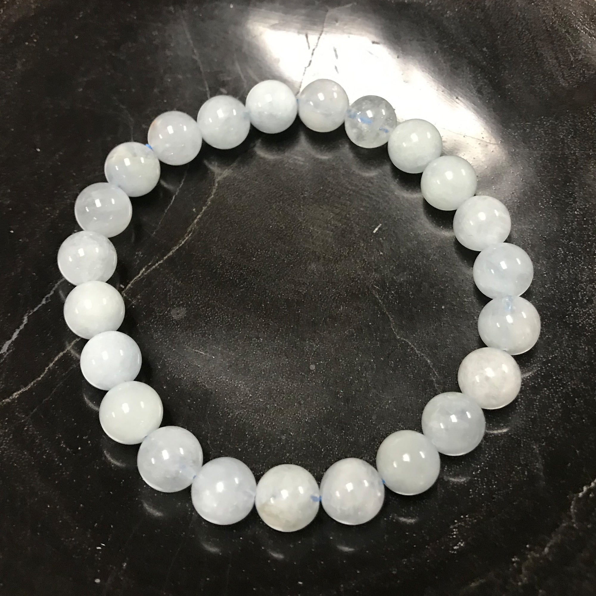 8mm Aquamarine Gemstone Stretch Bracelet for Men & Women - Adjustable Healing Crystal Jewelry for Yoga, Meditation & Everyday Wear