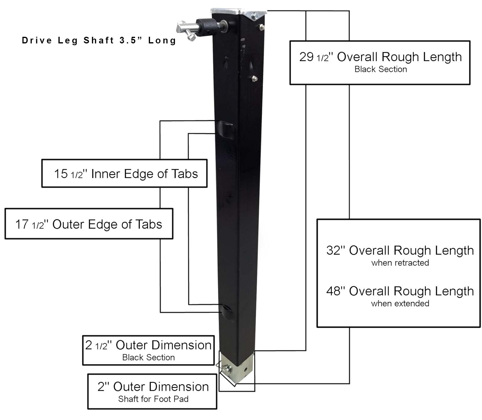 High-Quality Class A Customs RV Landing Gear Leg - Lead Leg & Drive Leg Replacement for 5th Wheel, Toy Hauler & Campers | Compatible with Lippert & Venture | Perfect for Smooth RV Leveling & Parking Stability