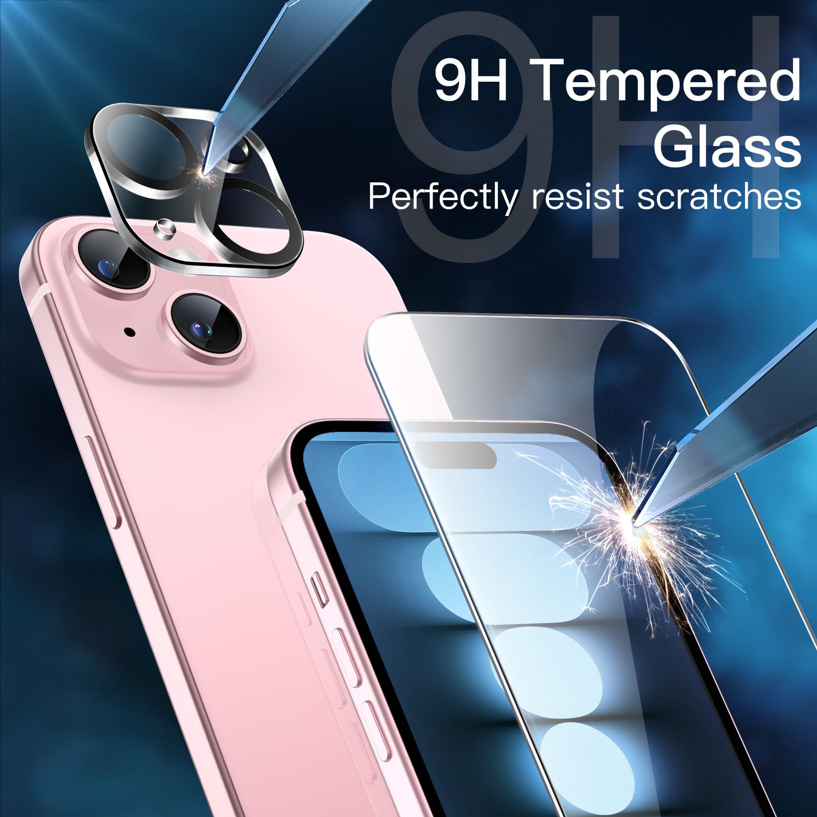 JETech Tempered Glass Screen Protector for iPhone 15 6.1-Inch with Camera Lens Protector - 3 Pack, HD Clear, Bubble-Free, Easy Installation Tool - Perfect for Everyday Use, Travel & Work Protection