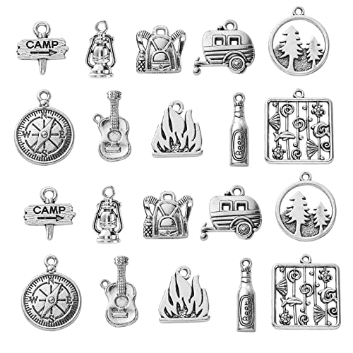 100pcs-Antique Style Camping Charms-13~25mm