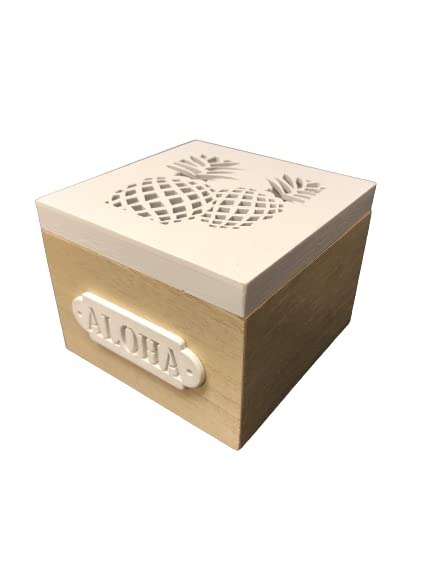 Hawaiian Pineapple Jewelry Box - Handcrafted Wooden Jewelry Storage for Necklaces, Rings & Earrings - Perfect for Beach Vacations, Tropical Home Decor & Gift Giving