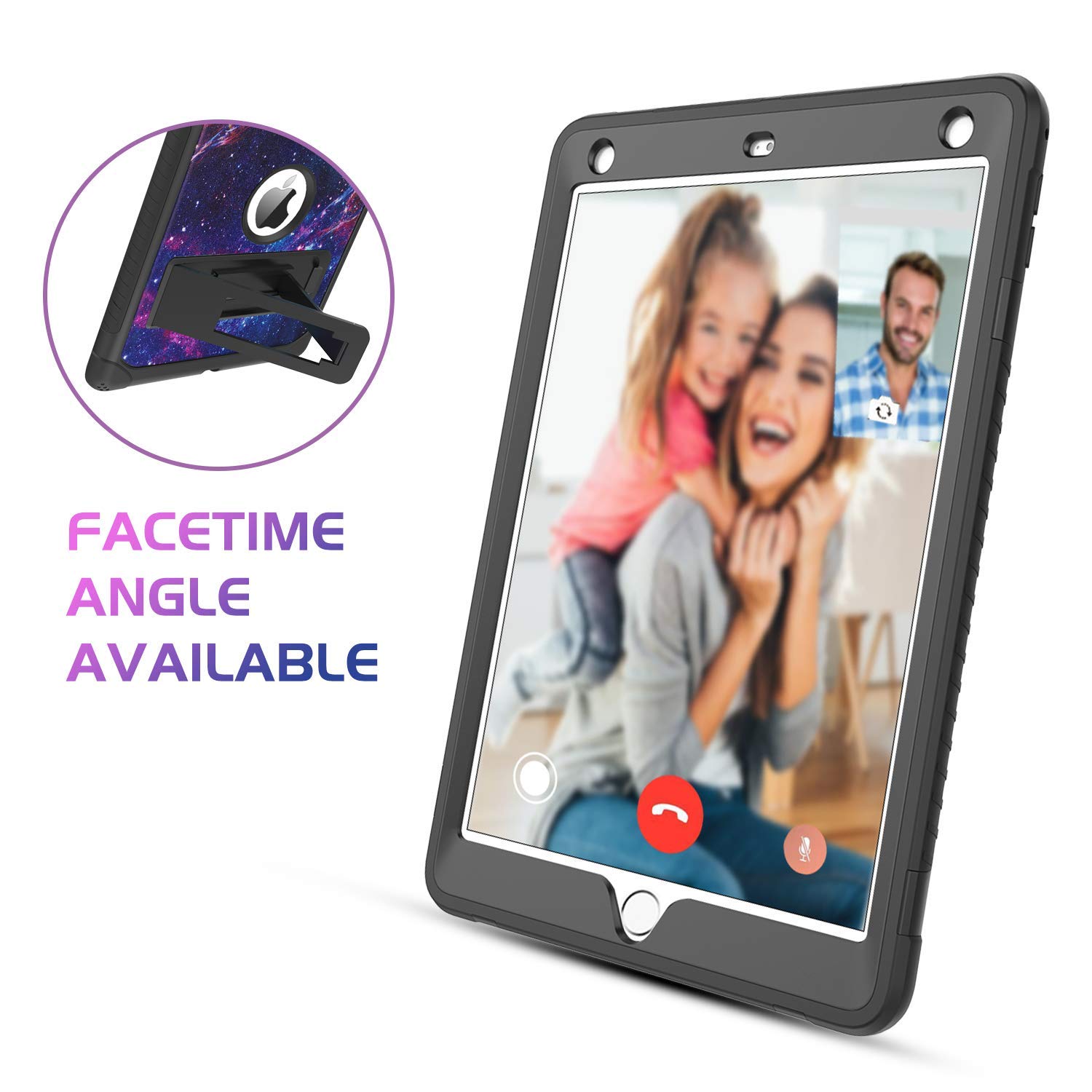 YINLAI Shockproof Protective Case for iPad 6th/5th Gen, iPad 9.7 Inch (2017/2018), iPad Pro 9.7 & iPad Air 2 - Space Purple | Women Girls Kids Friendly | Kickstand Feature | Models A1893/A1954/A1822/A1823 | Perfect for School, Travel & Home Use