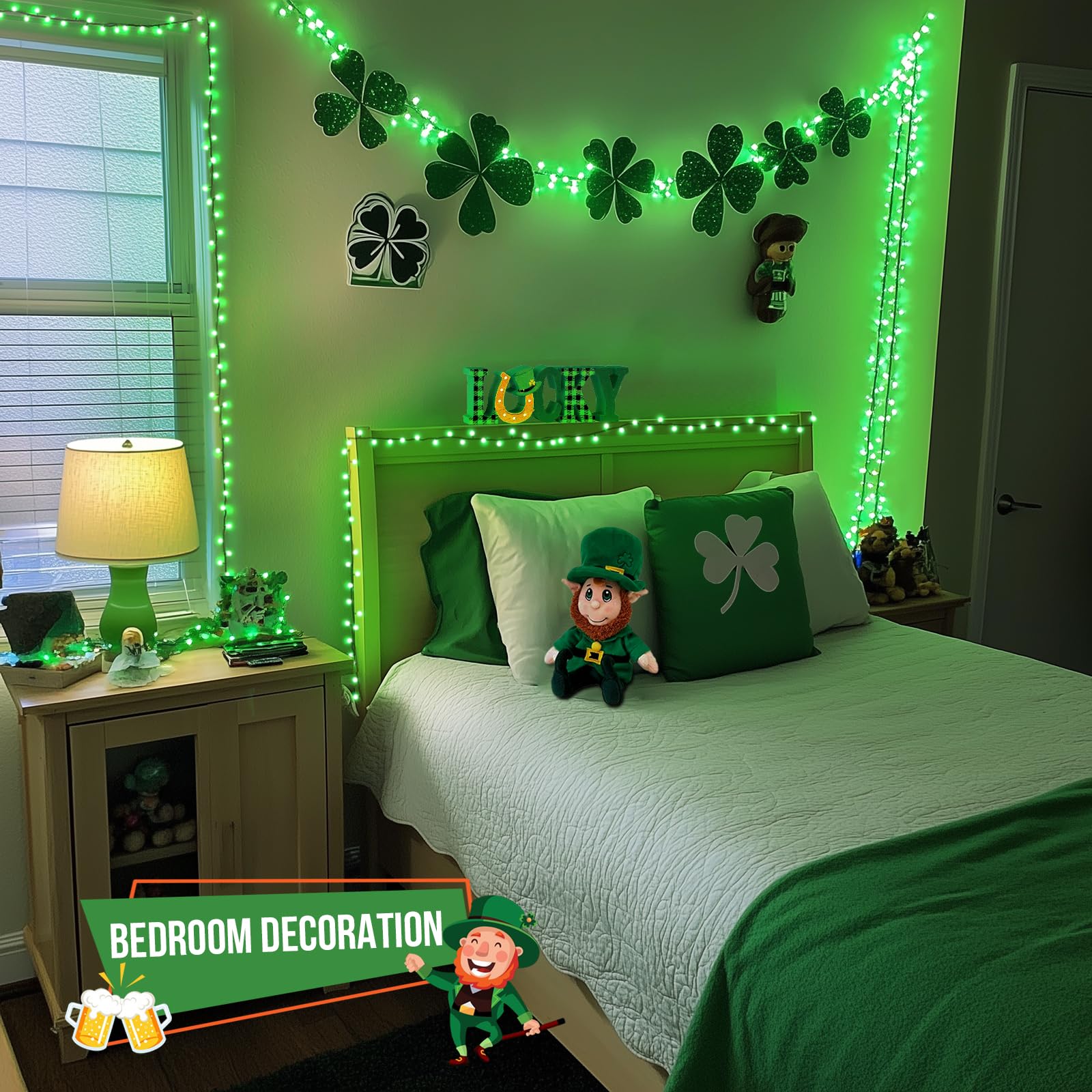 JMEXSUSS 500 LED Green String Lights - 8 Lighting Modes, 173ft Outdoor Christmas Lights for Holiday Decor - Perfect for Christmas Party, St. Patrick's Day, Garden, Patio, and Indoor Decorations
