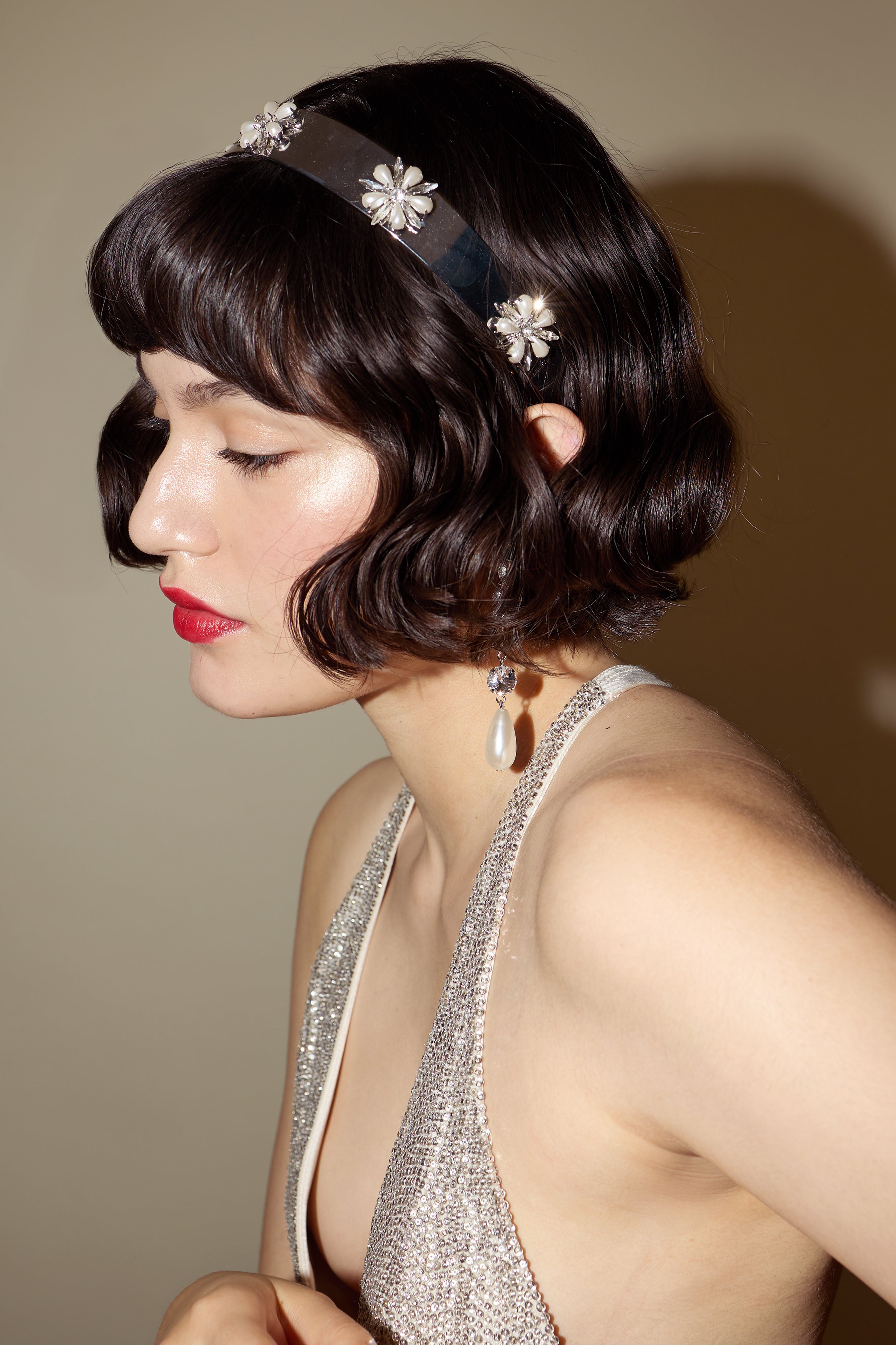 Elegant Pearl and Crystal Liv Petite Headband for Women - Perfect for Weddings, Parties & Special Occasions
