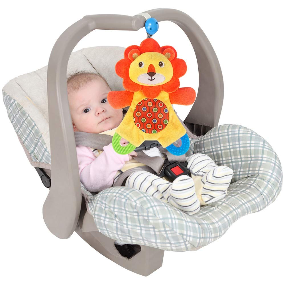 TeyToy Baby Teething Toys - 2 Pack Soft Plush Teether & Sensory Blanket for Soothing Sore Gums - Crinkle Sound Stimulation for Infants & Toddlers - Perfect Shower Gift for Newborns (Lion & Koala) - Ideal for Home, Travel & Daycare Use