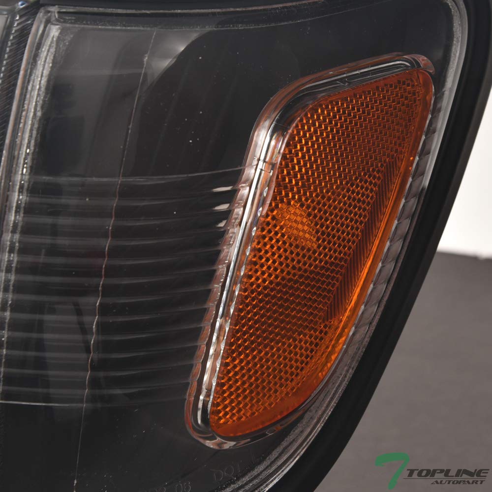 R&L Racing Black Factory Style Headlights with Corner Signal & Bumper Lamp Amber - Compatible with Toyota Tacoma 2001-2004 | Durable LED Lighting for Off-Road Adventures & Night Driving