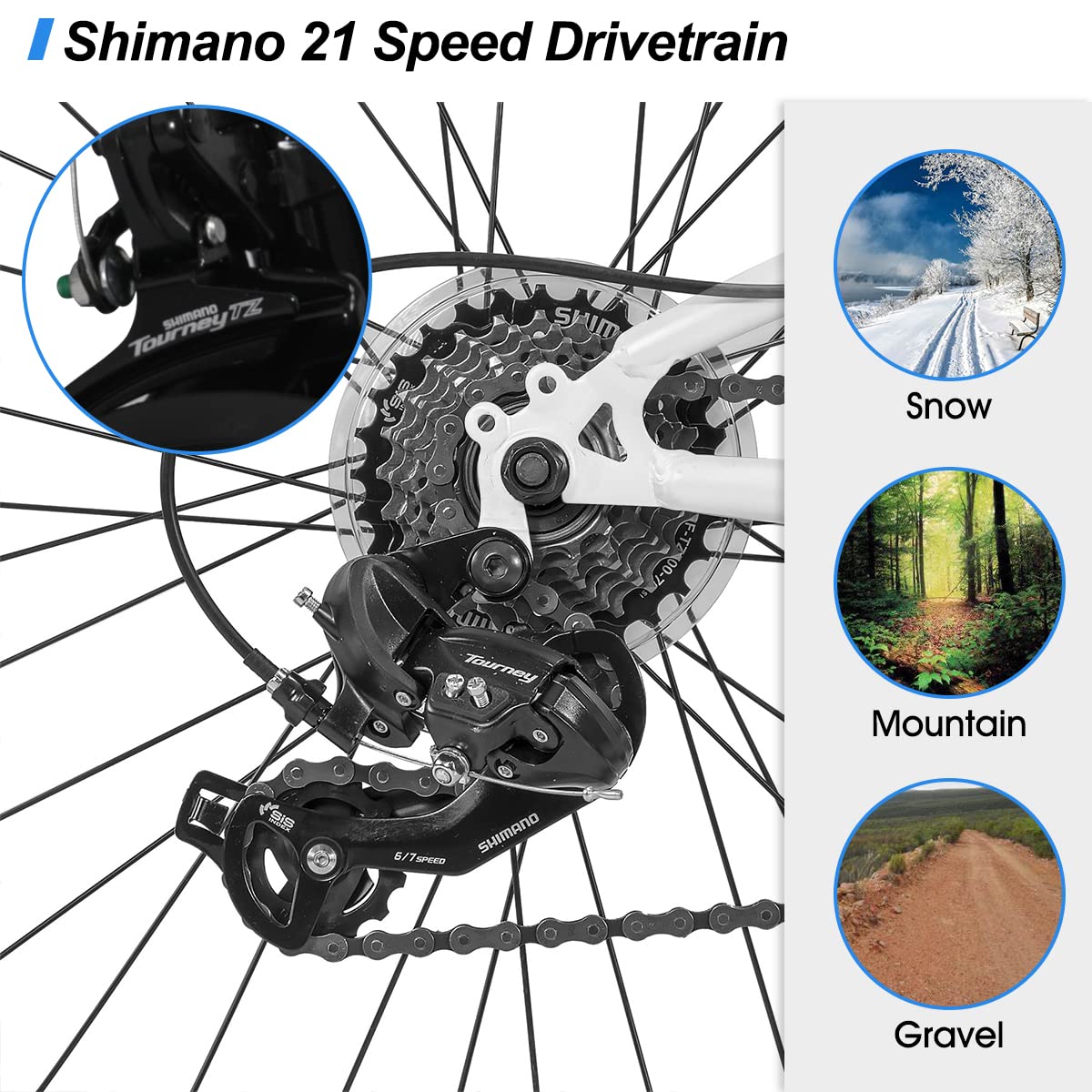 HILAND 26 Inch Full-Suspension Mountain Bike for Men & Women - 21 Speed Drivetrain, Durable MTB for Trail Riding & Outdoor Adventures