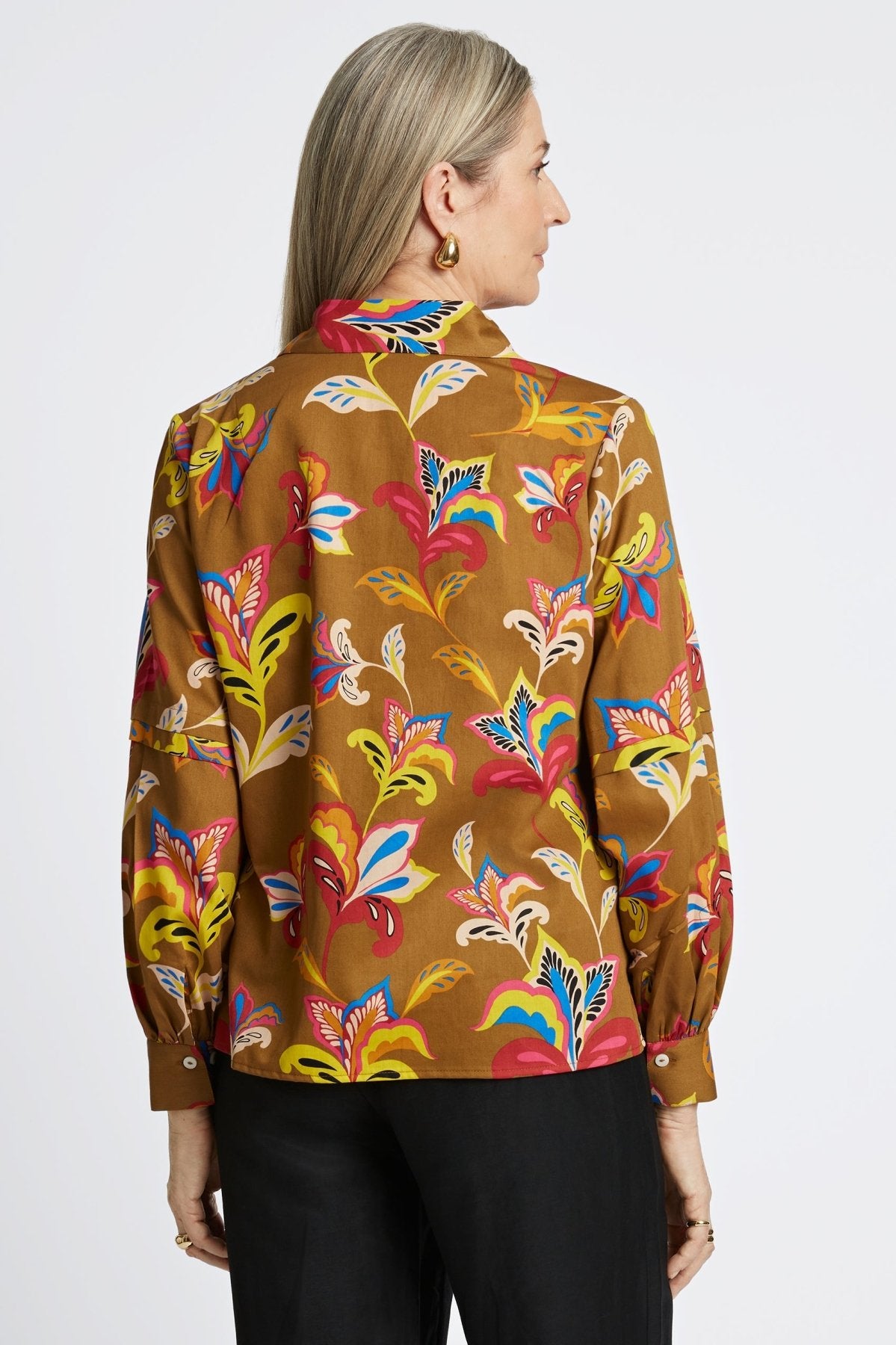 Frankie Floral Print Long Sleeve Popover Shirt for Women - Stylish Blouse for Casual Wear, Office Outfits & Spring Fashion