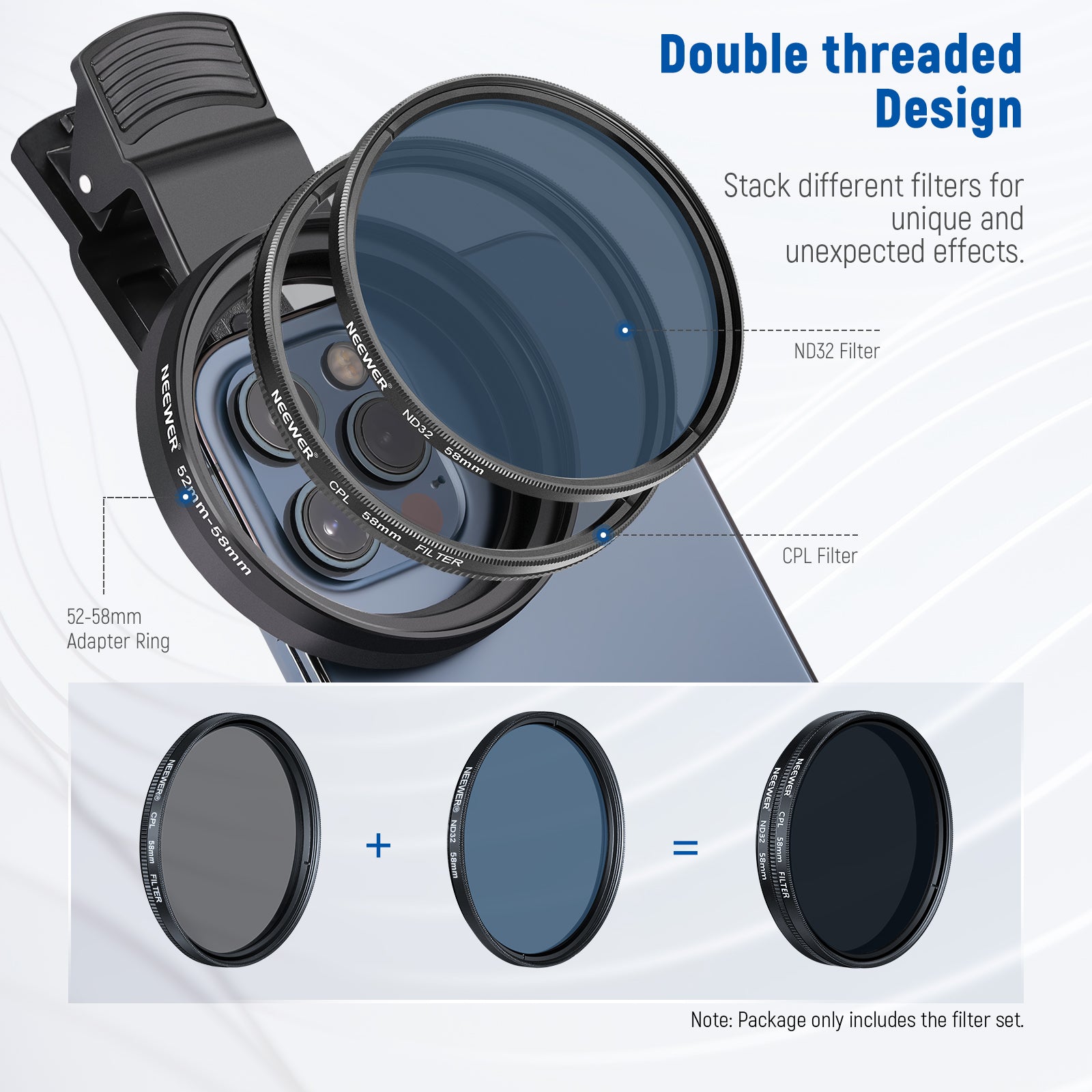 NEEWER Clip-On Camera Lens Filters Kit for iPhone, Android Smartphones & DSLR Cameras - Enhance Photos & Videos for Social Media, Vlogging, and Professional Photography