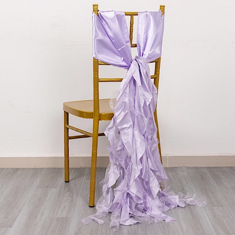 5 Pack Curly Willow Chiffon Satin Chair Sashes - Elegant Wedding Decor, Bridal Shower & Party Chair Ribbons for Banquet, Reception, and Special Events