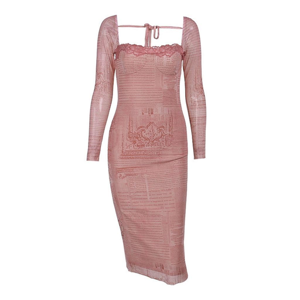 Sexy Waisted Hip Dress for Women - Elegant Lace Slim Fit Long Sleeve Evening Gown | Perfect for Club Parties, Date Nights & Formal Events