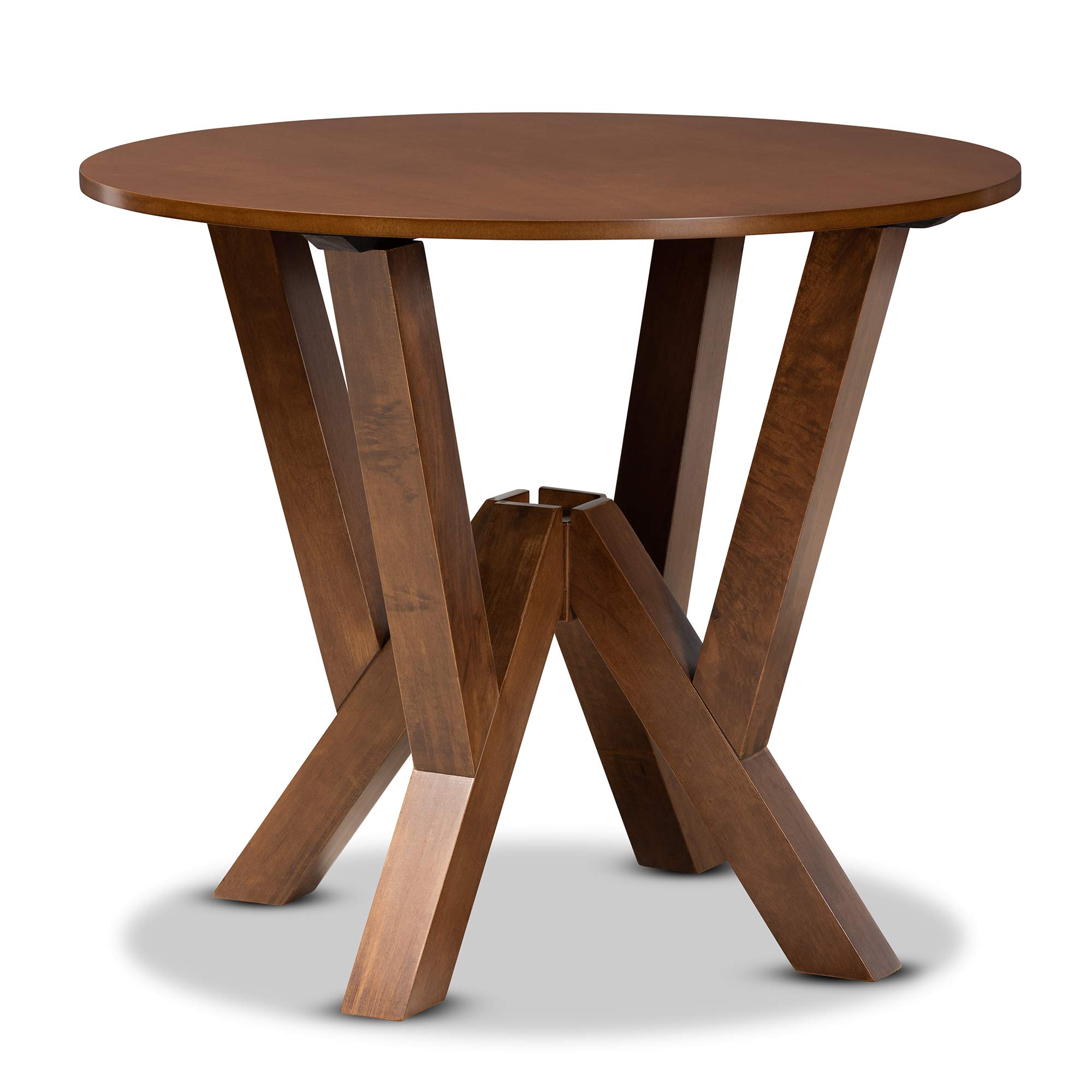 Baxton Studio Modern Walnut Dining Table - Solid Wood Kitchen Table for 6 - Perfect for Dining Room, Kitchen & Small Spaces