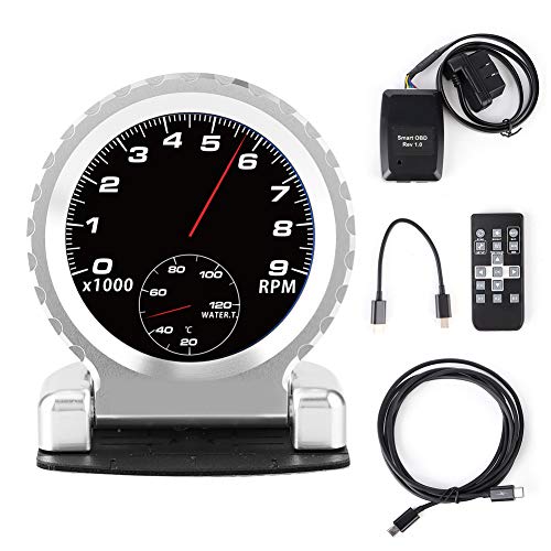 10Pcs Universal LCD Turbo Boost Gauge Set - Speedometer, Odometer, Water Temp, Oil Temp, Oil Pressure & Volt Meter (Silver) - Perfect for Car, Truck & Motorcycle Performance Monitoring