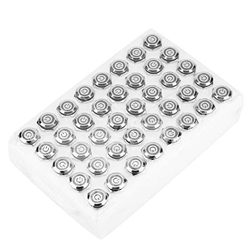 16mm Waterproof Metal Momentary Push Button Switch with LED Light - 40pcs 5-Pin Auto Reset Flat Head 24V DC (Red) - Perfect for Industrial Control Panels, Automotive Applications, and DIY Electronics Projects