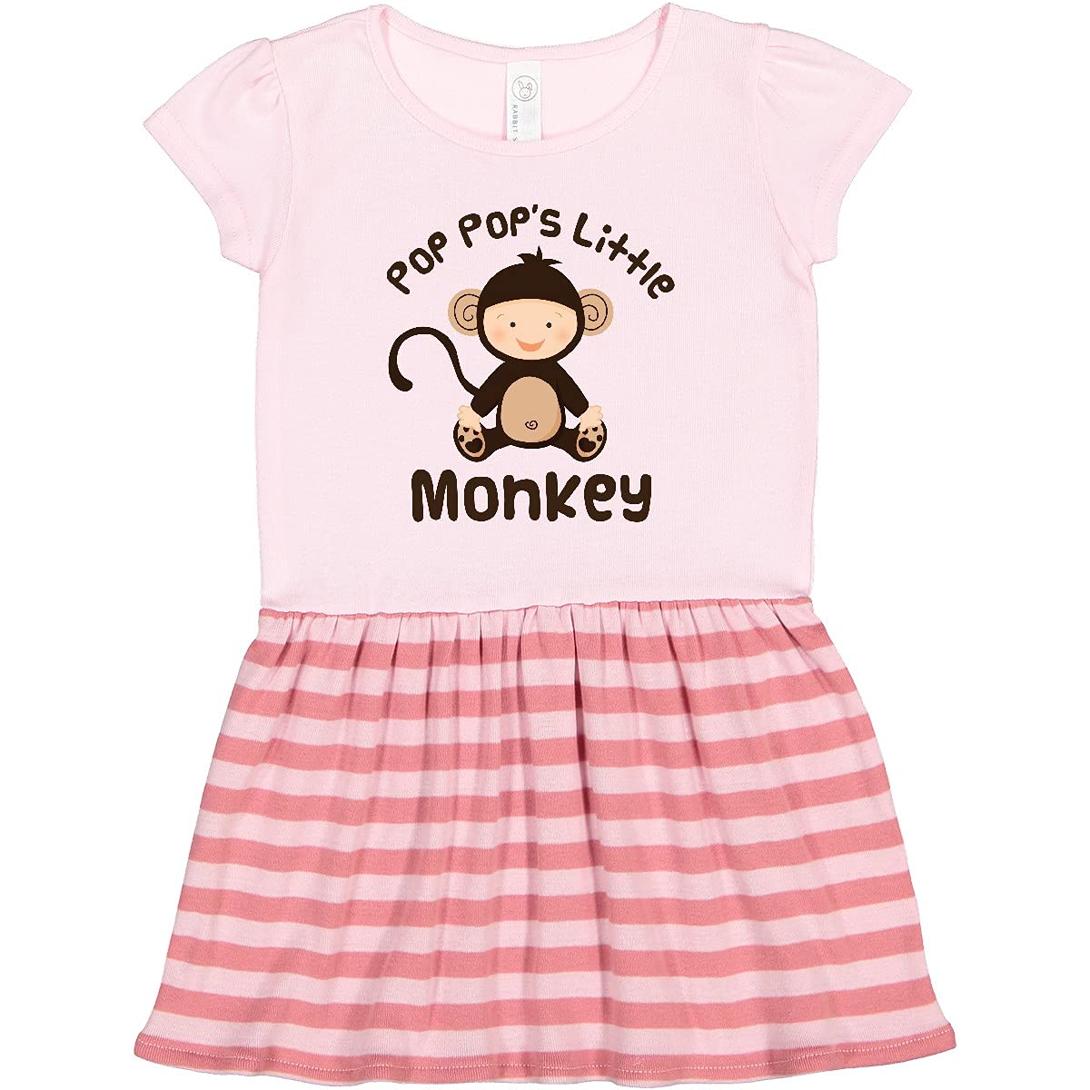 Inktastic Pop Pop's Little Monkey Toddler Dress - Cute Baby Girl Outfit for Playdates, Birthday Parties & Family Photos | Soft Cotton Toddler Clothing