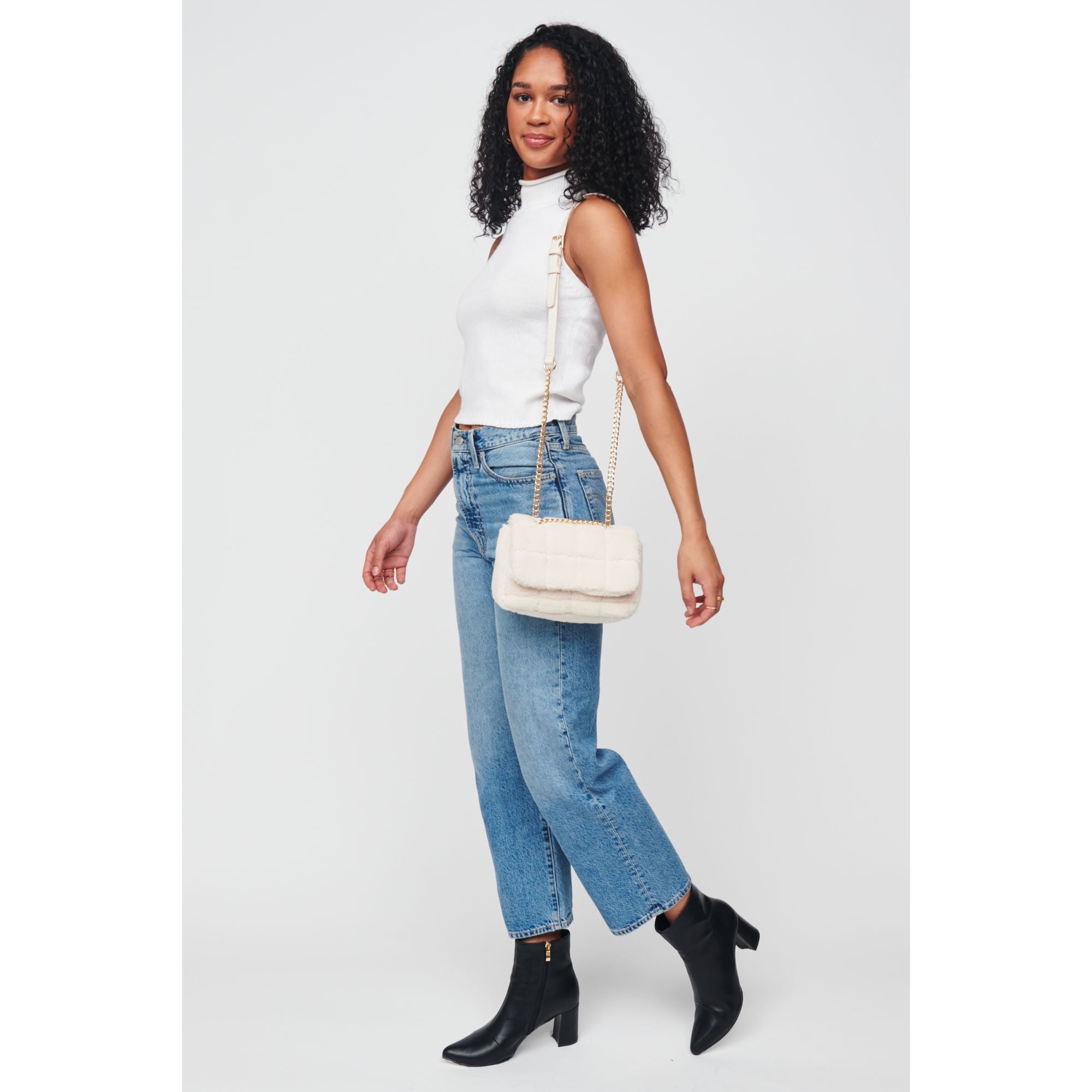 Ryeland Sherpa Crossbody Bag for Women - Soft Fleece Shoulder Purse with Adjustable Strap, Perfect for Travel, Shopping & Daily Use