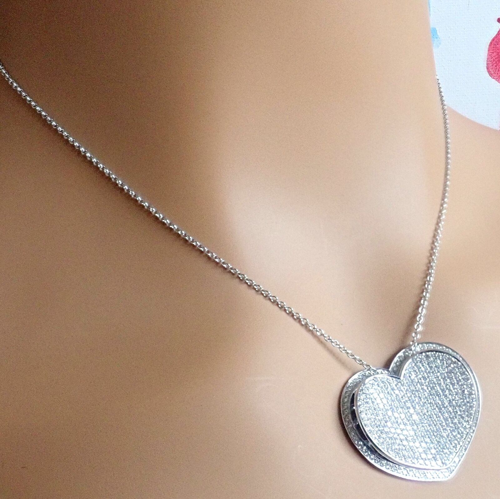 Authentic Pasquale Bruni 18k White Gold 2.02ct Pave Diamond Heart Necklace - Luxury Valentine's Gift for Her, Anniversary Jewelry & Romantic Occasion Present