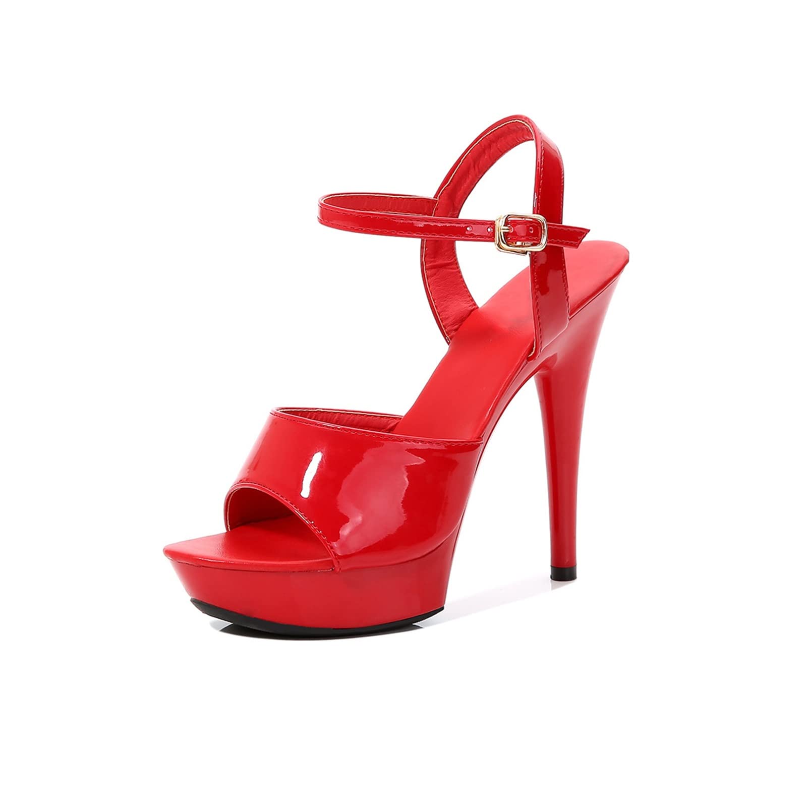 Stylish Women's Open Toe Stiletto Heel Sandals - Fashionable One Strap Pumps in Red (Size 42) | Perfect for Summer Parties, Date Nights & Office Wear