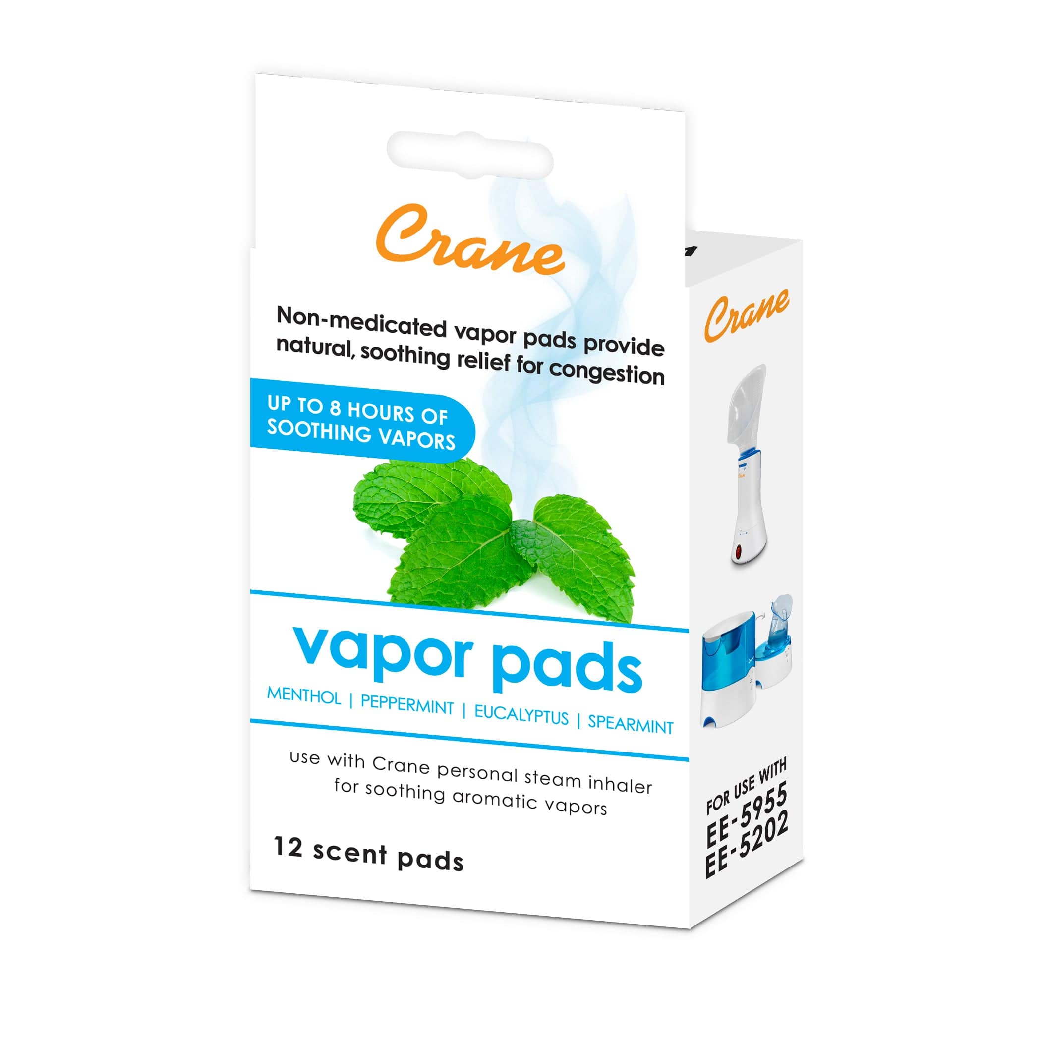 Crane Vapor Pads 12 Pack - Compatible with EE 5955/8620 Humidifiers - Essential Replacement Pads for Clean Moist Air in Home & Office