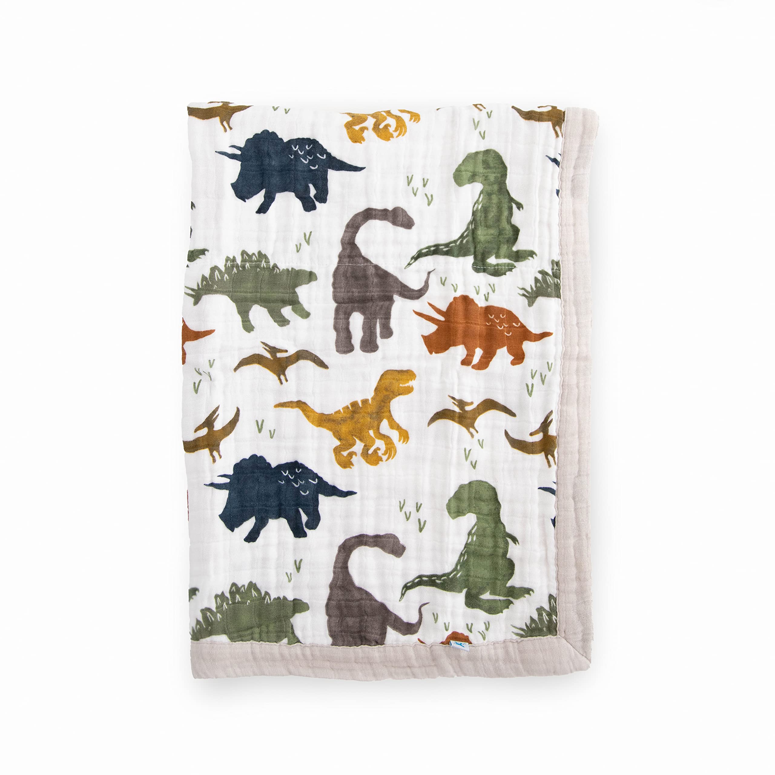 Little Unicorn Dino Friends Baby Blanket - 100% Cotton Muslin Swaddle & Stroller Blanket for Newborns, Infants & Toddlers (30