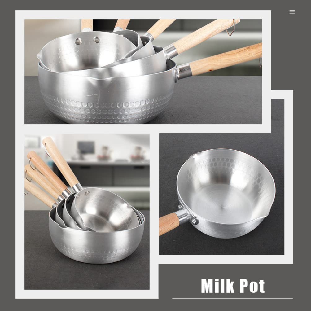 DOITOOL Stainless Steel Snow Pan with Wood Handle - Japanese Style Sauce Pan, Milk Pan, Soup Pot for Cooking, Kitchen Cookware - Perfect for Making Sauces, Stews, and Soups at Home