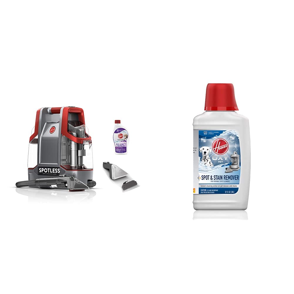 Hoover FH11300PC Spotless Portable Carpet & Upholstery Cleaner with Oxy Premixed Solution - Red Carpet Spot Cleaner for Pet Stains & Odors - 32oz Formula AH30941 - Perfect for Home, Car & Furniture Cleaning