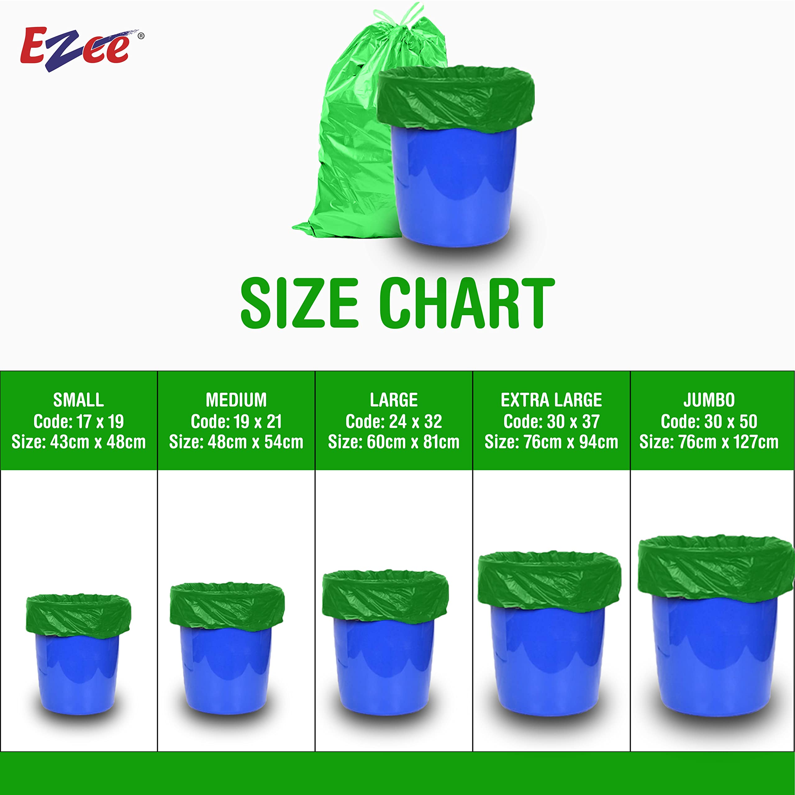 Ezee Premium 75 Large Heavy Duty Trash Bags - 24