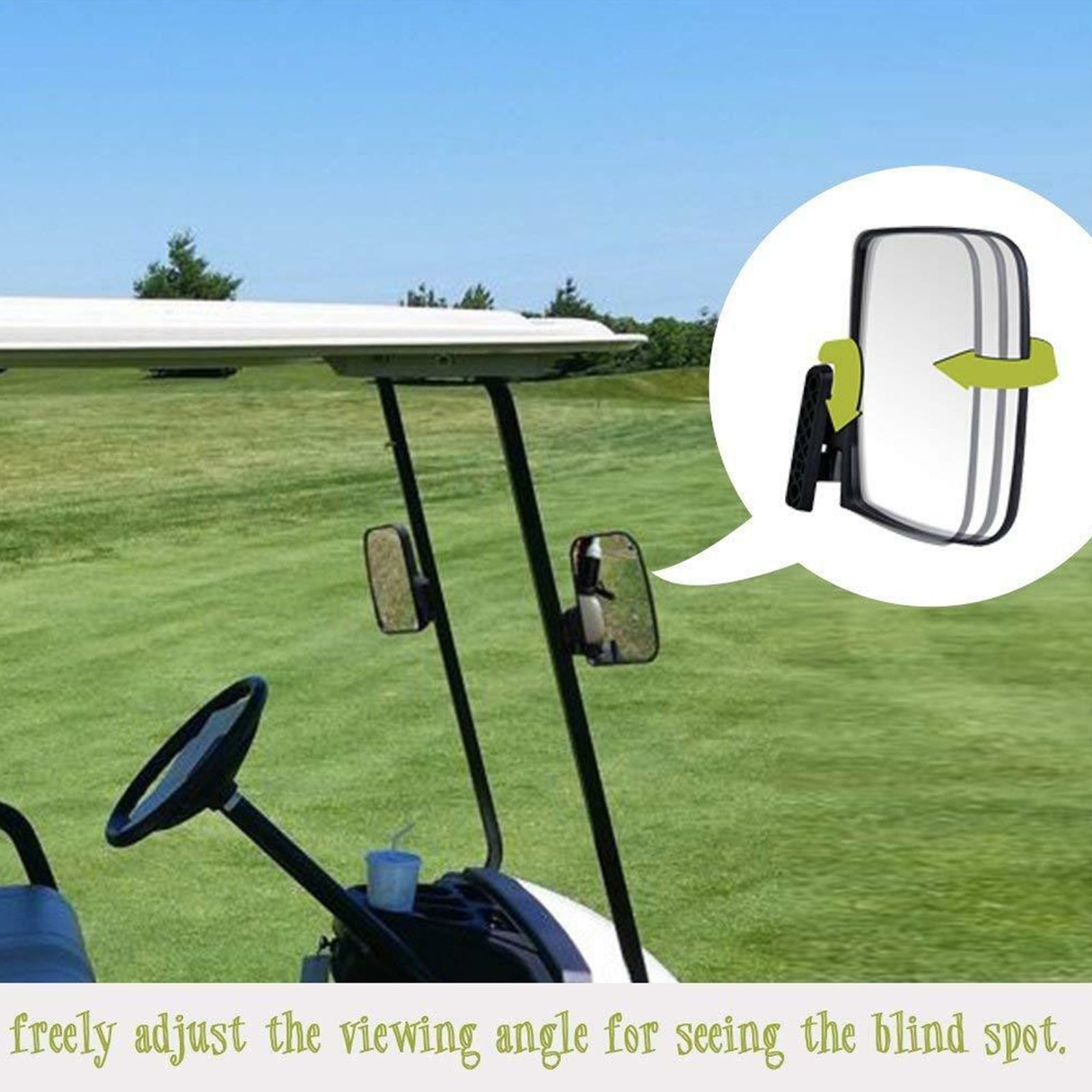 1 Pair Golf Cart Side Mirrors - Universal Rear View Mirrors Fit Club Car, EZ GO & Yamaha Carts | Durable & Adjustable for Enhanced Safety & Visibility on Golf Courses & Neighborhood Streets