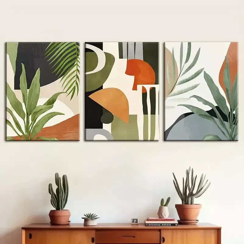3-Piece Tropical Plant Abstract Landscape Wall Art Set - Framed Canvas 50x70cm | High Quality Print | 100% Australian Made | Ready to Hang | Perfect for Living Room, Bedroom & Office Decor